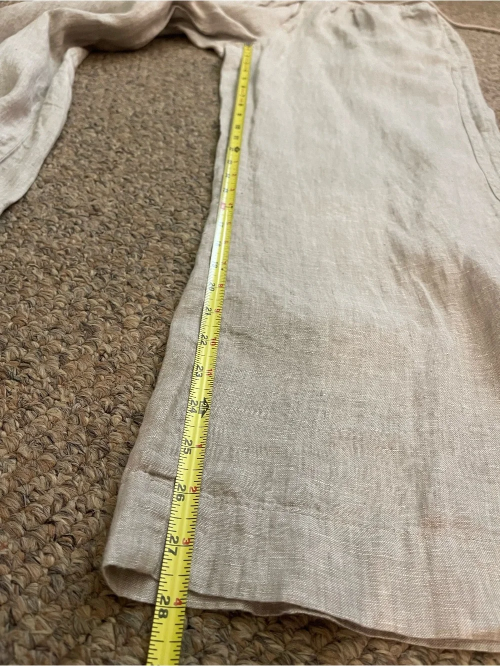Quince 100% European Linen Wide Leg Pants Flax Beige Sustainable Drawstring | L